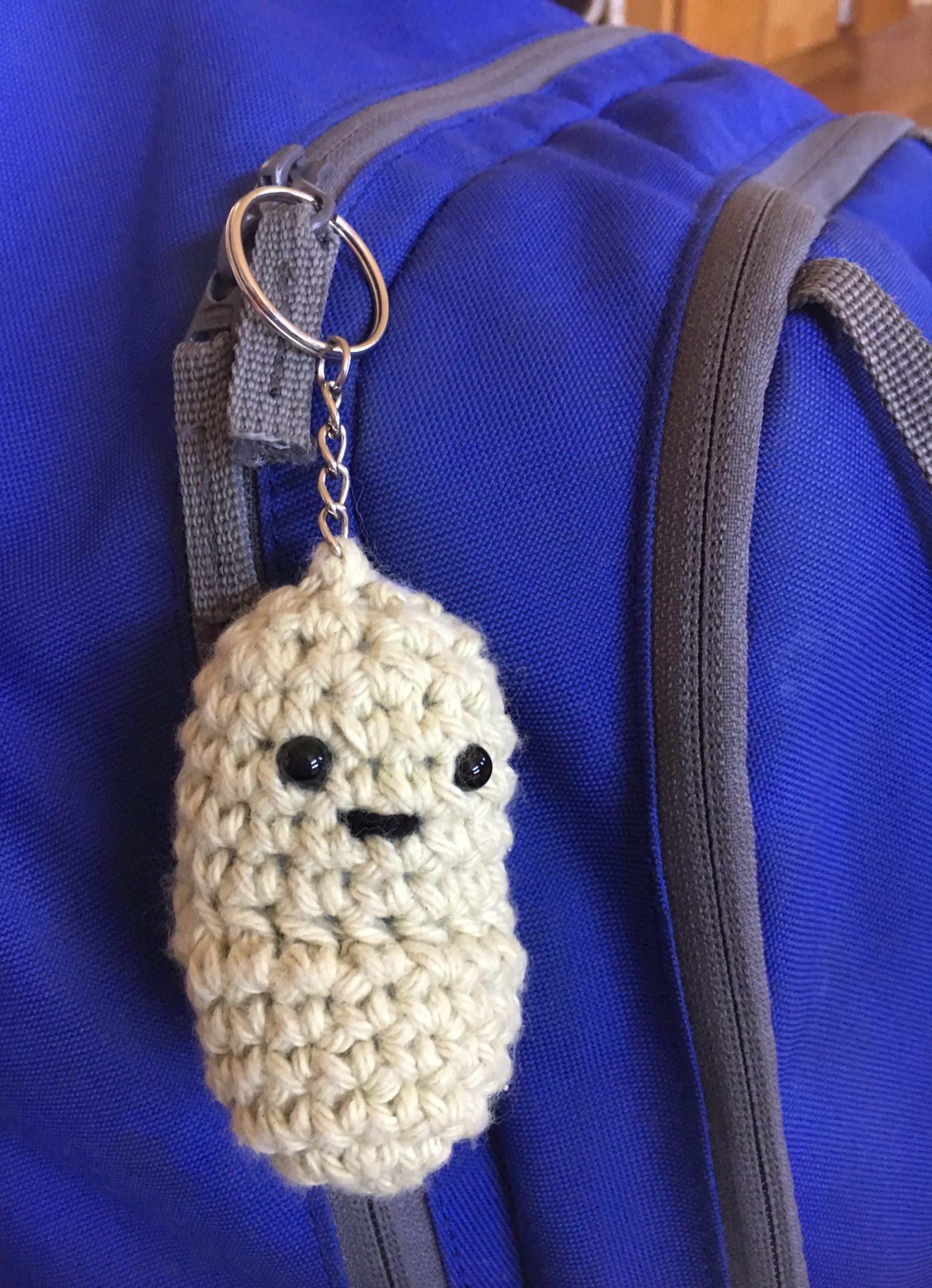 crochet bean keychain